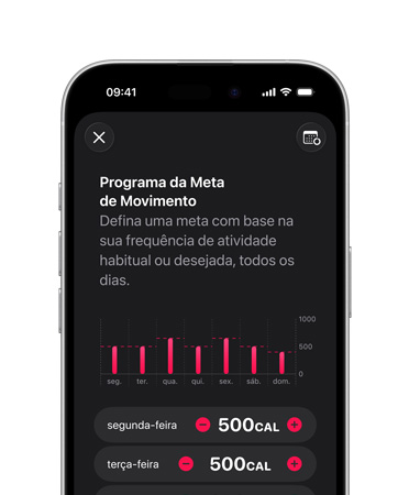 A tela Programa da Meta de Movimento detalhada é exibida em um iPhone 18 Pro