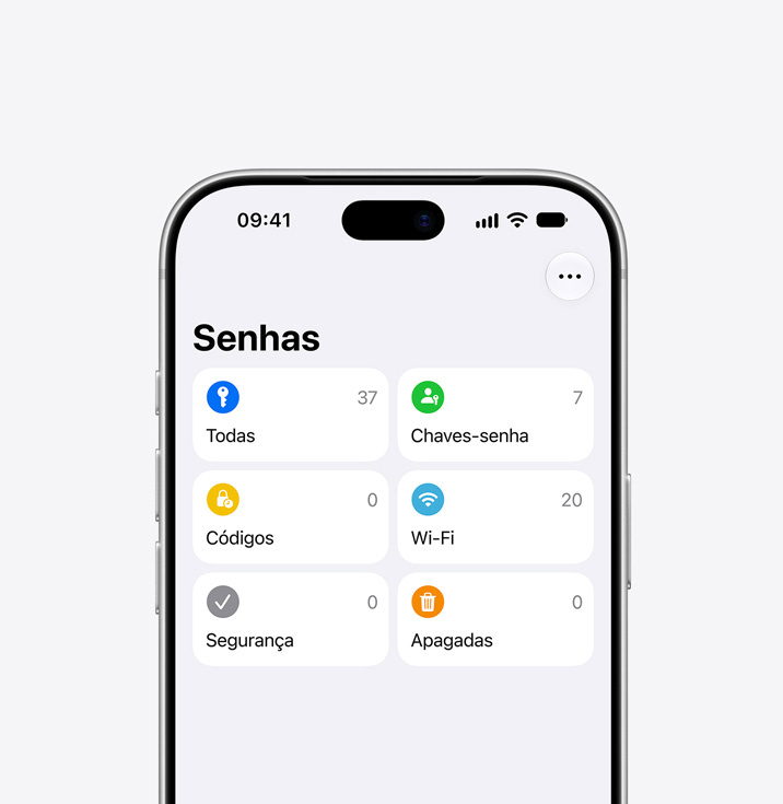 Parte da frente do iPhone 18 Pro com o app Senhas na tela
