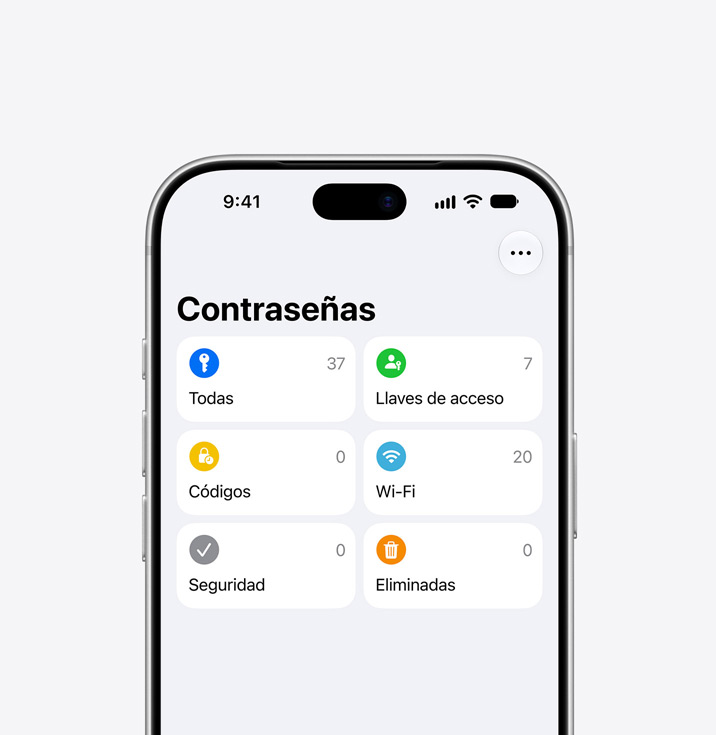 iPhone 18 Pro, front exterior, Passwords app displayed on screen