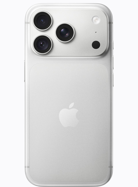 iPhone 17 Pro i sølv vist bagfra