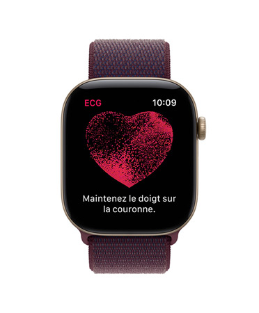 Une personne utilise son Apple Watch Series 11 pour faire un ECG en déplacement