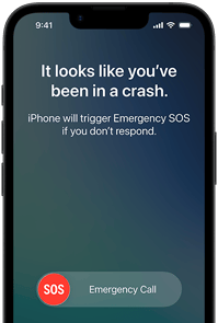 iPhone 17e, μπροστινή εξωτερική όψη, στρογγυλεμένες γωνίες, λειτουργία ανίχνευσης τροχαίου σε χρήση