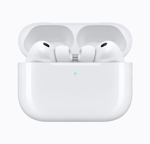 AirPods 5 inside an open white charging case