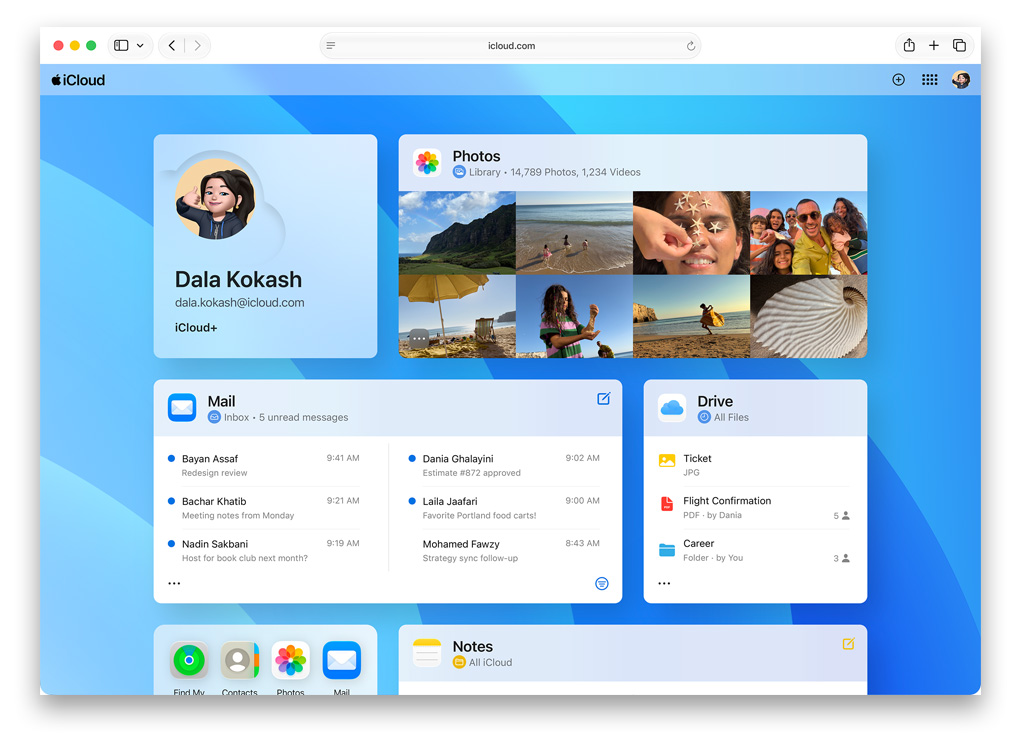 Screen of iCloud.com