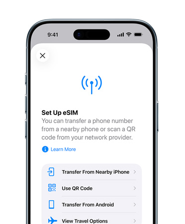 iPhone Air, front exterior, using the Set Up Cellular feature to easily transfer a phone number with eSIM