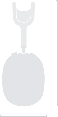 Ilustrácia siluety slúchadiel AirPods Max 2, pohľad zboku, hĺbka 83,4 mm, výška 187,3 mm