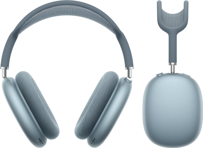 Slúchadlá AirPods Max 2, pohľad spredu a zboku, modrá farba