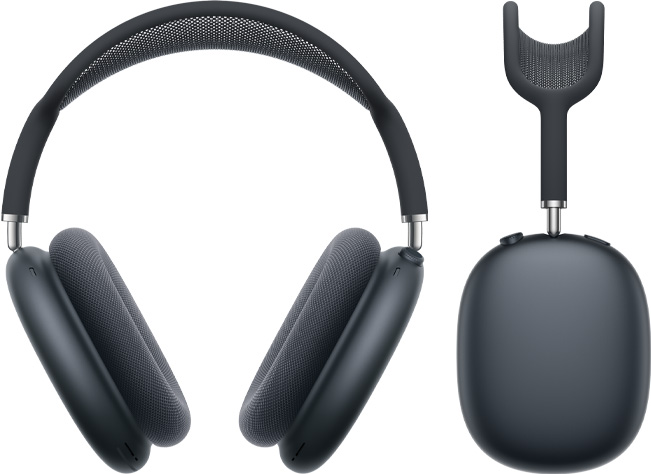 Slúchadlá AirPods Max 2, pohľad spredu a zboku, polnočná farba