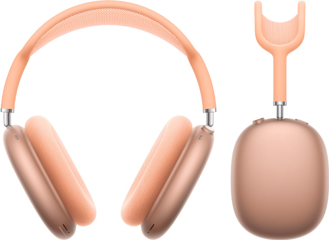 Slúchadlá AirPods Max 2, pohľad spredu a zboku, oranžová farba