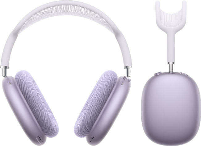 Slúchadlá AirPods Max 2, pohľad spredu a zboku, fialová farba