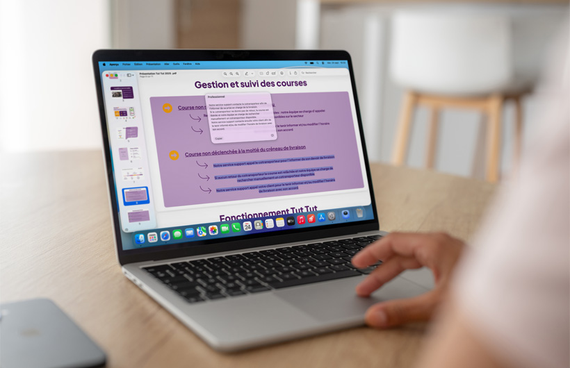 Apple Intelligence Schreibtools helfen Teams, Texte Korrektur zu lesen und umzuschreiben, damit sie professioneller oder freundlicher klingen.