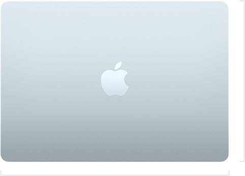 السطح الخارجي لجهاز MacBook Air مقاس 13 إنش وهو مغلق، مع شعار Apple في الوسط