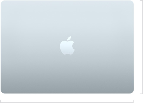 السطح الخارجي لجهاز MacBook Air مقاس 15 إنش وهو مغلق، مع شعار Apple في الوسط