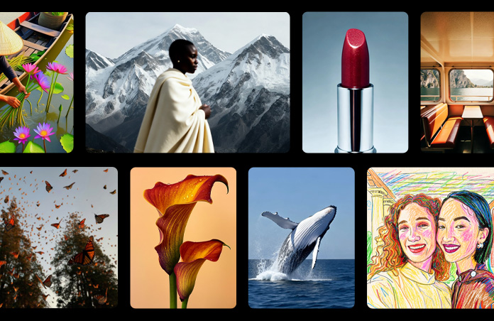 Galleri med billeder i forskellige stilarter, som er lavet med Image Playground.